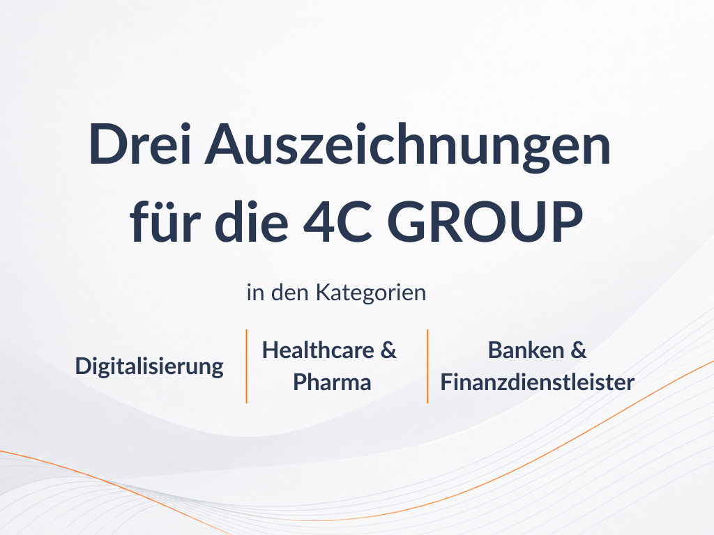 Handelsblatt-Auszeichnung der 4C GROUP in Digitalisierung, Healthcare & Pharma sowie Banken & Finanzdienstleister