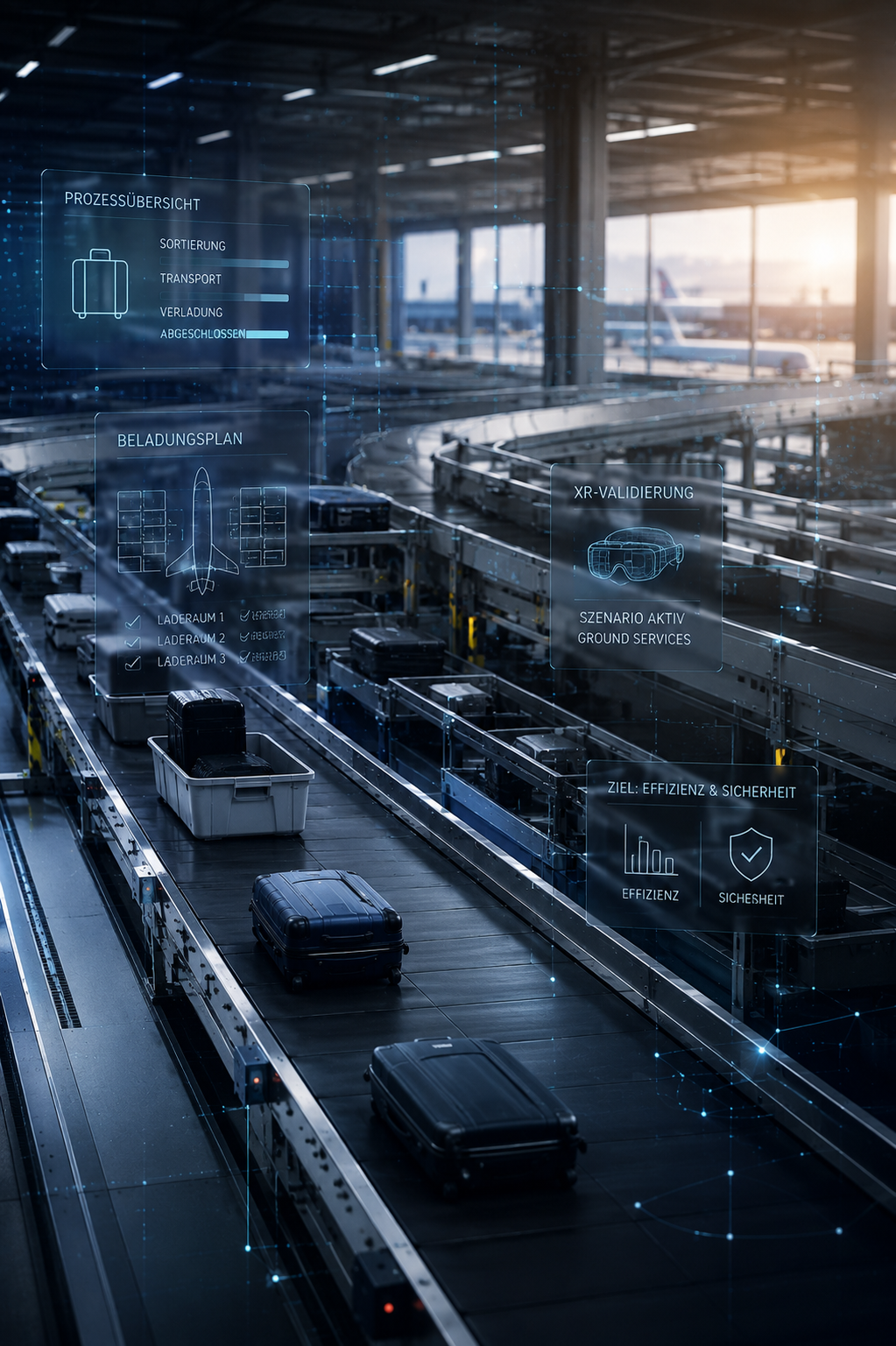 Visualisierung operativer Flughafenprozesse und Extended-Reality-Anwendung